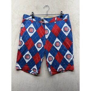 Loudmouth Golf Shorts Mens 32 MLB Chicago Cubs Baseball Argyle Allover Print AOP